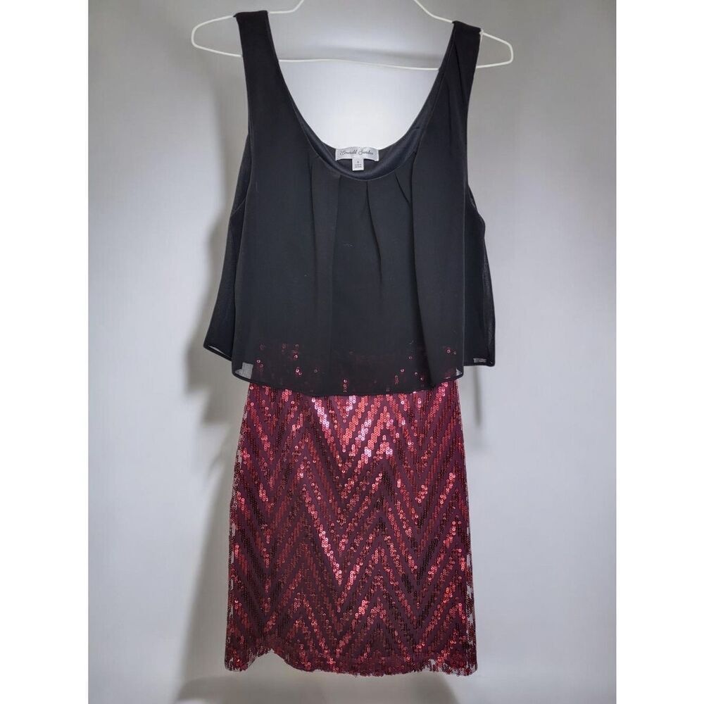 Small Emerald Sundae Black Burgundy Sequins Mini Sleeveless Cut Out Open Back